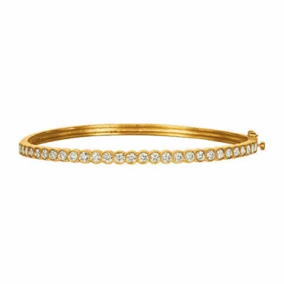 Pre-owned Morris 2.00 Carat Natural Diamond Miligrain Bezel Bangle Bracelet Si 14k Yellow Gold