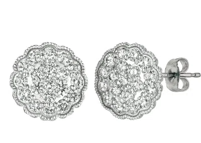 Pre-owned Morris 2.20 Carat Natural Diamond Cluster Earrings Si 14k White Gold