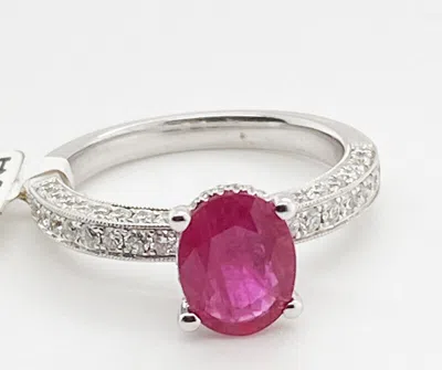 Pre-owned Morris 2.30 Carat Natural Ruby And Diamond Ring F Vs 18k White Gold Size 6.5