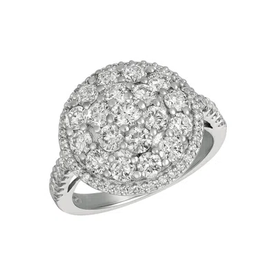 Pre-owned Morris 2.35 Carat Natural Diamond Cocktail Cluster Ring Si 14k White Gold