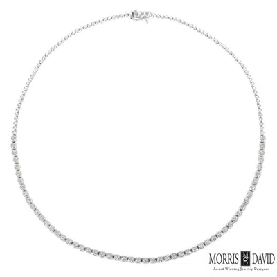 Pre-owned Morris 2.50 Carat Natural Diamond Bezel Necklace 14k White Gold Si 16''