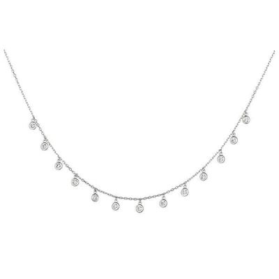 Pre-owned Morris 2.50 Carat Natural Diamond Drop Bezel Necklace 14k White Gold 18''