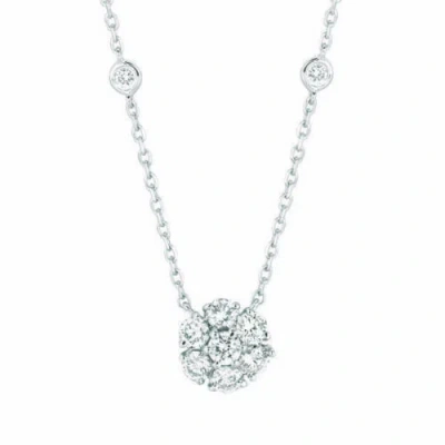 Pre-owned Morris 2.50 Carat Natural Diamond Flower & Bezel Pendant 14k White Gold Si 18'' Chain