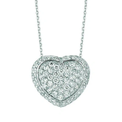 Pre-owned Morris 2.55 Carat Natural Diamond Heart Necklace Pendant 14k White Gold Si