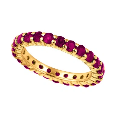 Pre-owned Morris 2.80 Carat Natural Ruby Eternity Band Ring 14k Yellow Gold In Red