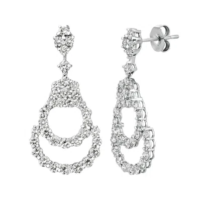 Pre-owned Morris 3.00 Carat Natural Diamond Drop Earrings Si 14k White Gold 1.25''