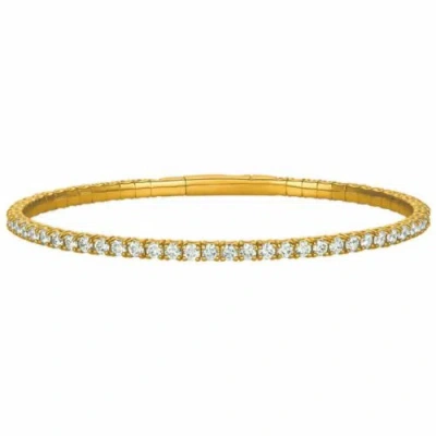 Pre-owned Morris 3.00 Carat Natural Diamond Flexible Bracelet Si 14k Yellow Gold 7''