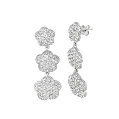 Pre-owned Morris 5.00 Carat Natural Diamond Drop Earrings Si 14k White Gold 1.65''