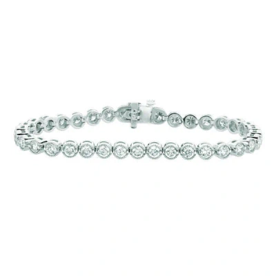 Pre-owned Morris 5.05 Ct Natural Diamond Bracelet Si 14k White Gold 7''