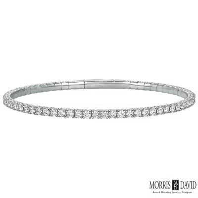 Pre-owned Morris 6.00 Carat Natural Diamond Flexible Bangle Bracelet G-h Si 14k White Gold 7''