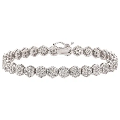 Pre-owned Morris 7.50 Carat Natural Diamond Flower Bracelet Si 14k White Gold 7''