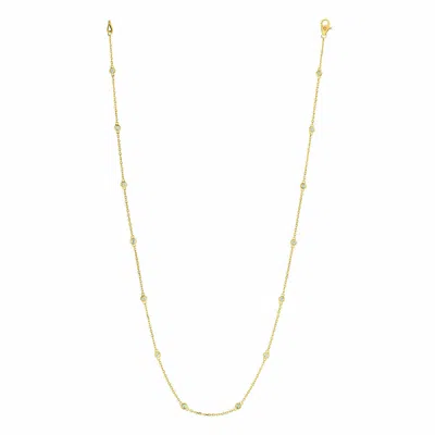 Pre-owned Morris &amp; David 0.33 Carat Diamond By The Yard Necklace Si 14k Yellow Gold 14 Stones 18 Inches