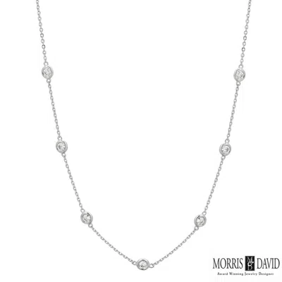 Pre-owned Morris &amp; David 0.76ct Diamond By The Yard Necklace 14k White Gold 10 Pointers