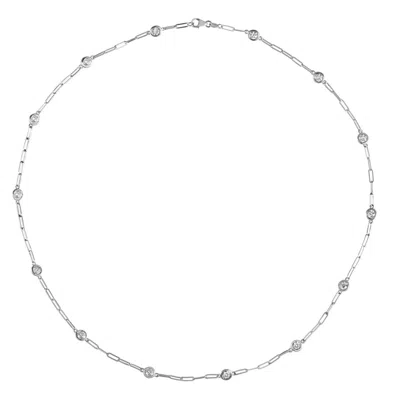Pre-owned Morris &amp; David 1.00 Carat Diamond By The Yard Paper Clip Necklace Style 14k Gold 18'' In White
