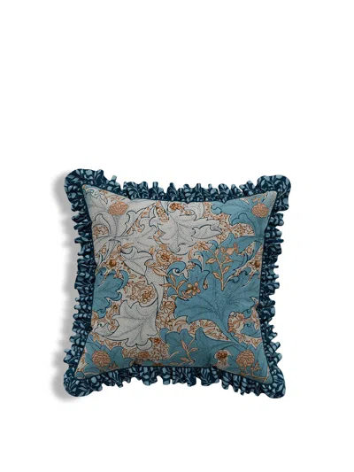 Morris & Co. Bird Cushion In Webb's Blue