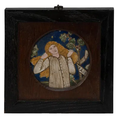 Pre-owned Morris & Co. Burne Jones For Morris & Co Hand Painted Tile Of Chaucer's Legend Of Good Wimmen In Black
