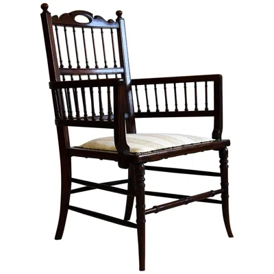 Pre-owned Morris & Co. Ebonized 19th Century Art & Craft Sussex Armchair In Brown