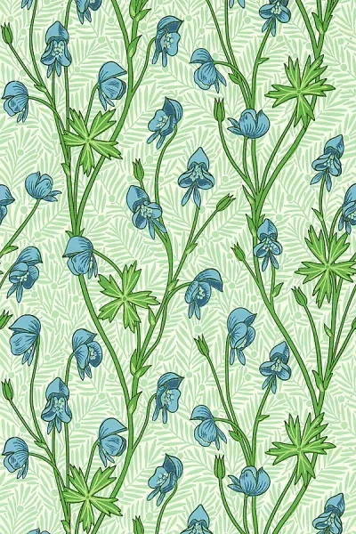Morris & Co. Monkshood Wallpaper In Green