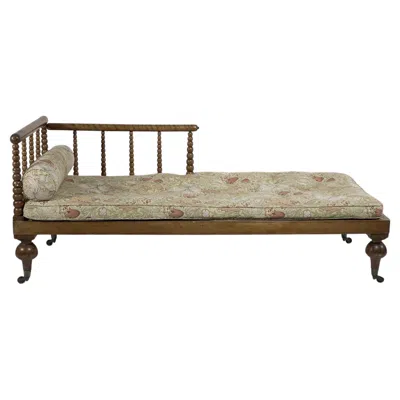 Pre-owned Morris & Co. Phillip Webb A Large Aesthetic Movement Bobbin Turned Satinwood Chaise Lounge In Brown