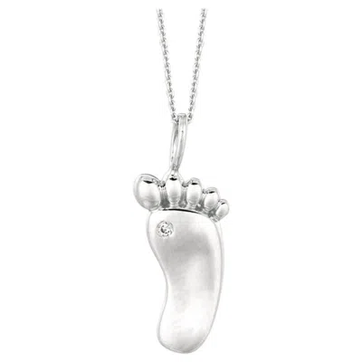Pre-owned Morris & David 0.01 Carat Natural Diamond Foot Necklace Pendant 14 Karat White Gold G Si