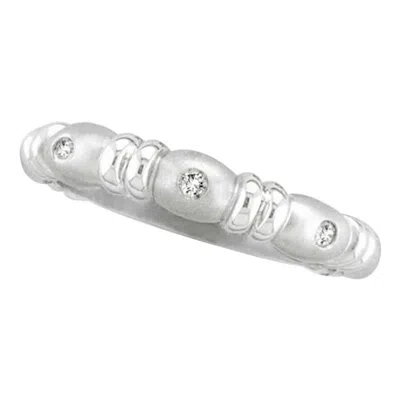 Pre-owned Morris & David 0.05 Carat Natural Diamond Bubble Ring G Si 14k White Gold