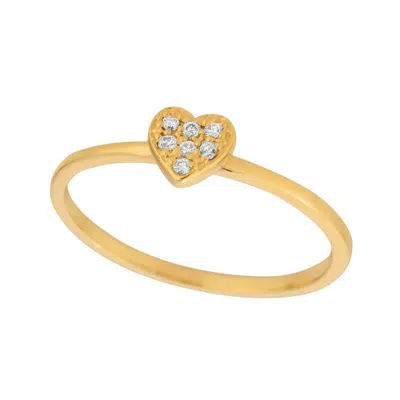 Pre-owned Morris & David 0.05 Carat Natural Diamond Heart Ring Band G Si 14k Yellow Gold