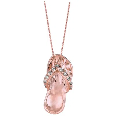 Pre-owned Morris & David 0.10 Carat Natural Diamond Flip Flop Necklace Pendant 14 Karat Rose Gold Chain In Red