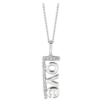 Pre-owned Morris & David 0.10 Carat Natural Diamond Love Necklace Pendant 14 Karat White Gold G Si