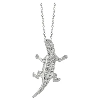 Pre-owned Morris & David 0.11 Carat Natural Diamond Lizard Necklace 14 Karat White Gold G Si