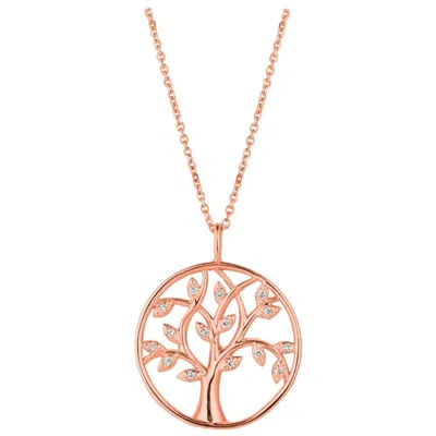 Pre-owned Morris & David 0.11 Carat Natural Diamond Tree Necklace Pendant 14 Karat Rose Gold G Si In Red