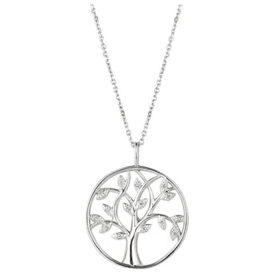 Pre-owned Morris & David 0.11 Carat Natural Diamond Tree Necklace Pendant 14 Karat White Gold G Si