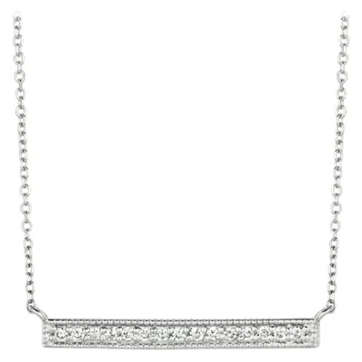 Pre-owned Morris & David 0.15 Carat Natural Diamond Bar Necklace Pendant 14k White Gold