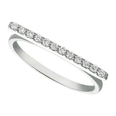 Pre-owned Morris & David 0.15 Carat Natural Diamond Bar Ring Band G Si 14k White Gold
