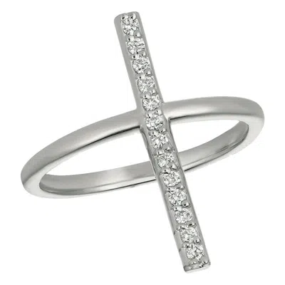 Pre-owned Morris & David 0.15 Carat Natural Diamond Bar Ring G Si 14k White Gold