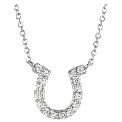Pre-owned Morris & David 0.15 Carat Natural Diamond Horseshoe Necklace Pendant 14 Karat White Gold G Si