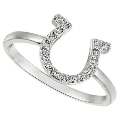 Pre-owned Morris & David 0.15 Carat Natural Diamond Horseshoe Ring Band G Si 14k White Gold