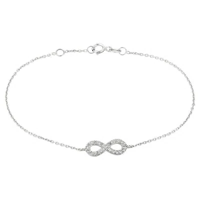 Pre-owned Morris & David 0.15 Carat Natural Diamond Infinity Bracelet 14k White Gold