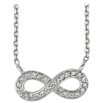 Pre-owned Morris & David 0.15 Carat Natural Diamond Infinity Necklace 14 Karat White Gold G Si