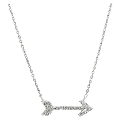 Pre-owned Morris & David 0.15 Ct Natural Diamond Arrow Necklace Pendant 14k White Gold G Si