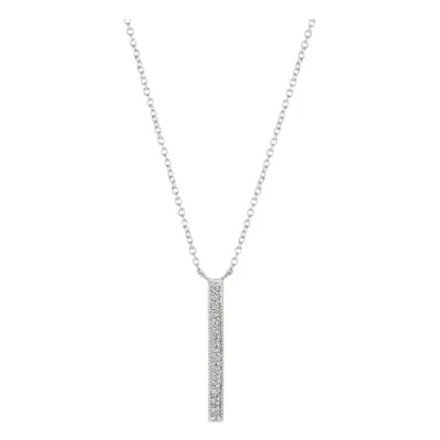 Pre-owned Morris & David 0.15 Ct Natural Diamond Bar Necklace Pendant 14k White Gold