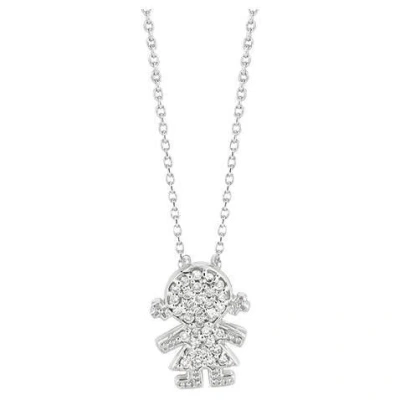 Pre-owned Morris & David 0.16 Carat Natural Diamond Girl Necklace 14k White Gold G Si Chain