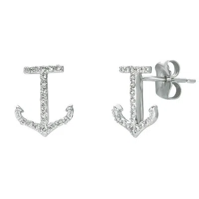 Pre-owned Morris & David 0.20 Carat Natural Diamond Anchor Earrings G Si 14k White Gold