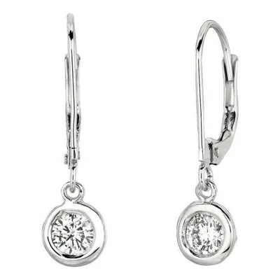 Pre-owned Morris & David 0.20 Carat Natural Diamond Bezel Set Earrings G Si 14k White Gold