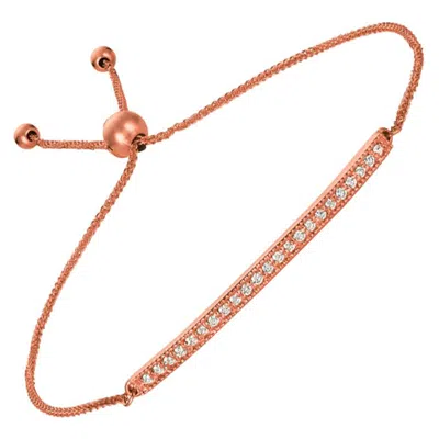 Pre-owned Morris & David 0.20 Carat Natural Diamond Bolo Bar Bracelet G Si 14 Karat Rose Gold Adjustable In Red