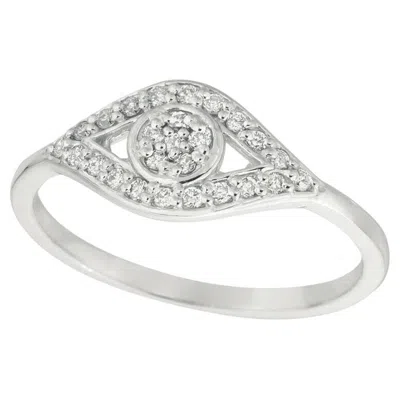 Pre-owned Morris & David 0.20 Carat Natural Diamond Eye Ring Band 14k White Gold