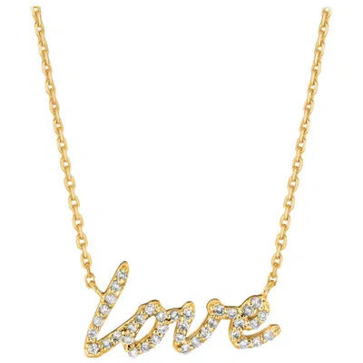 Pre-owned Morris & David 0.20 Carat Natural Diamond Love Necklace Pendant 14 Karat Yellow Gold G Si