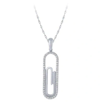 Pre-owned Morris & David 0.20 Carat Natural Diamond Paper Clip Necklace 14k White Gold