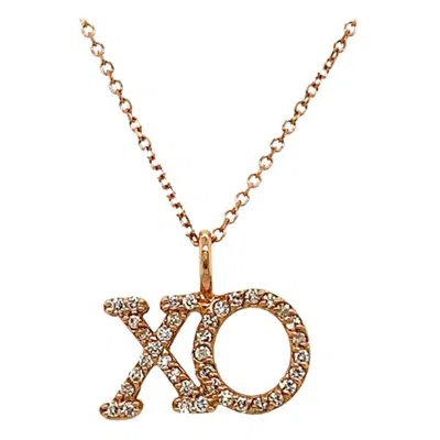 Pre-owned Morris & David 0.20 Carat Natural Diamond Xo Necklace Pendant 14 Karat Rose Gold G Si In Red