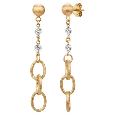 Pre-owned Morris & David 0.22 Carat Natural Diamond Chain Style Earrings G Si 14k Yellow Gold