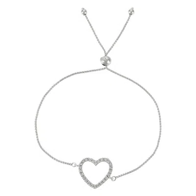 Pre-owned Morris & David 0.25 Carat Diamond Bolo Heart Bracelet G Si 14k White Gold